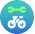Blue dot with bike symbol