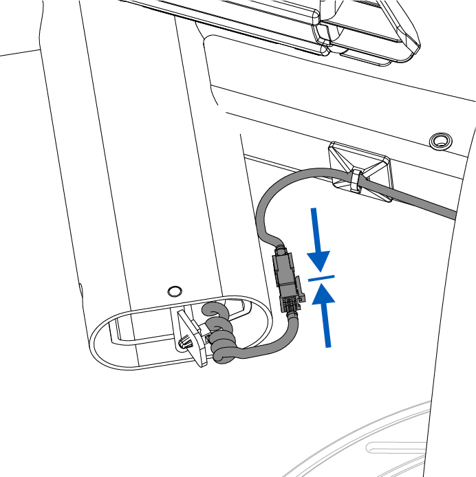 Die Kabelverbindung wird unter der Nasenkappe angeschlossen.