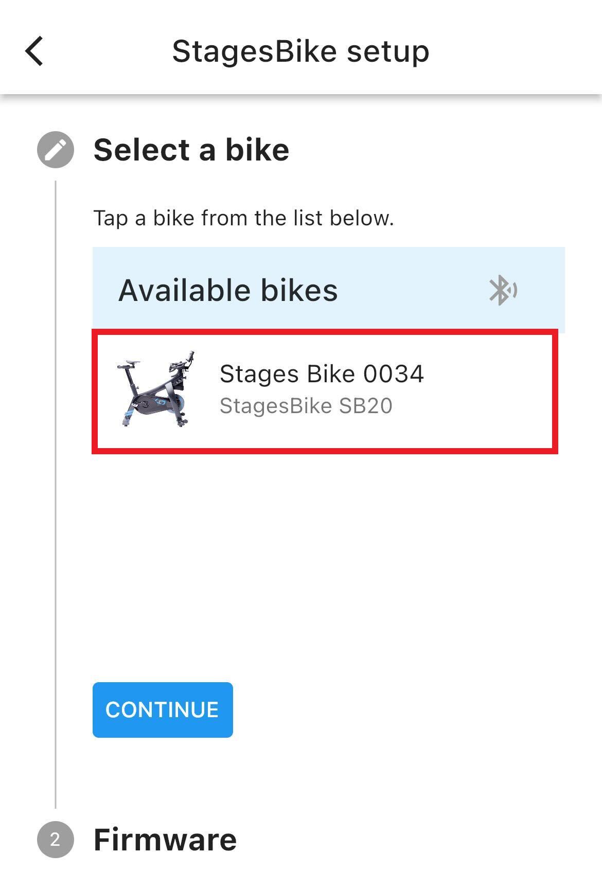Available bikes with your StagesBike highlighted