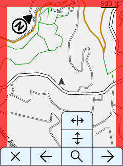 Karte mit Schwenken- und Zoomen-Overlay unten auf dem Bildschirm